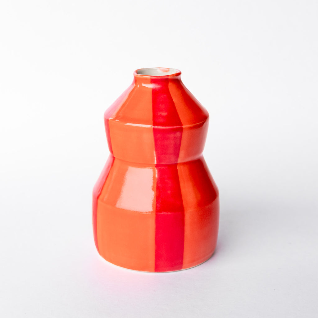 Orange & Red Striped Bud Vase