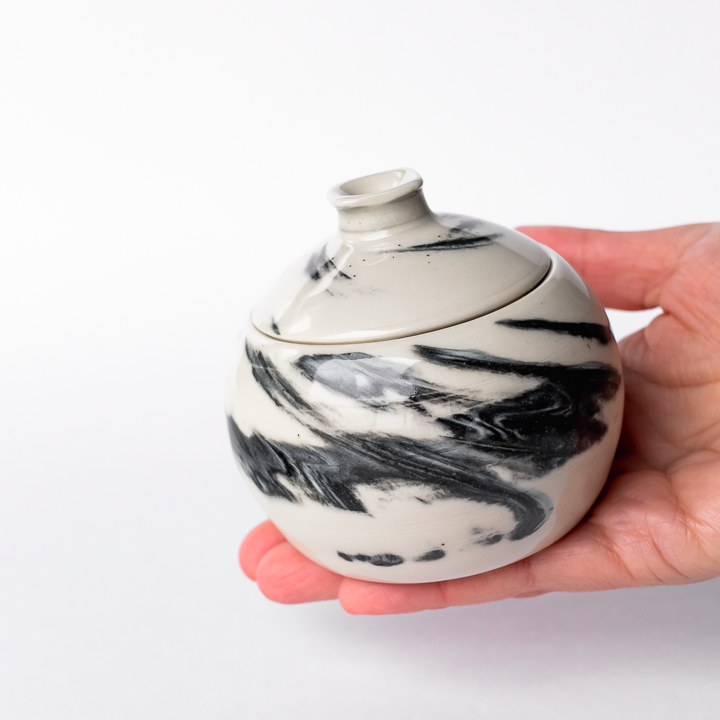 Black Swirl Mini Lidded Jar