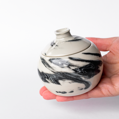 Black Swirl Mini Lidded Jar