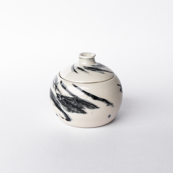 Black Swirl Mini Lidded Jar