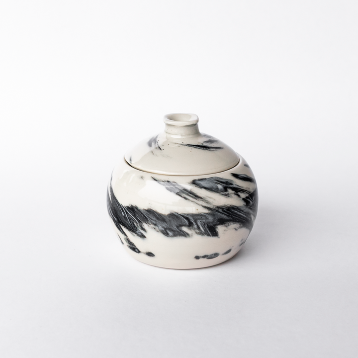 Black Swirl Mini Lidded Jar