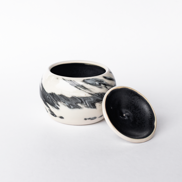 Black Swirl Mini Lidded Jar