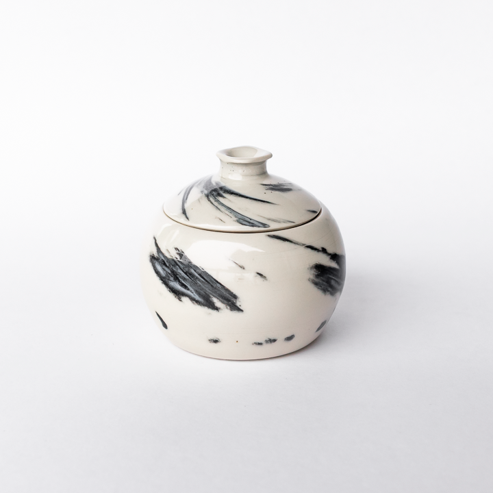 Black Swirl Mini Lidded Jar